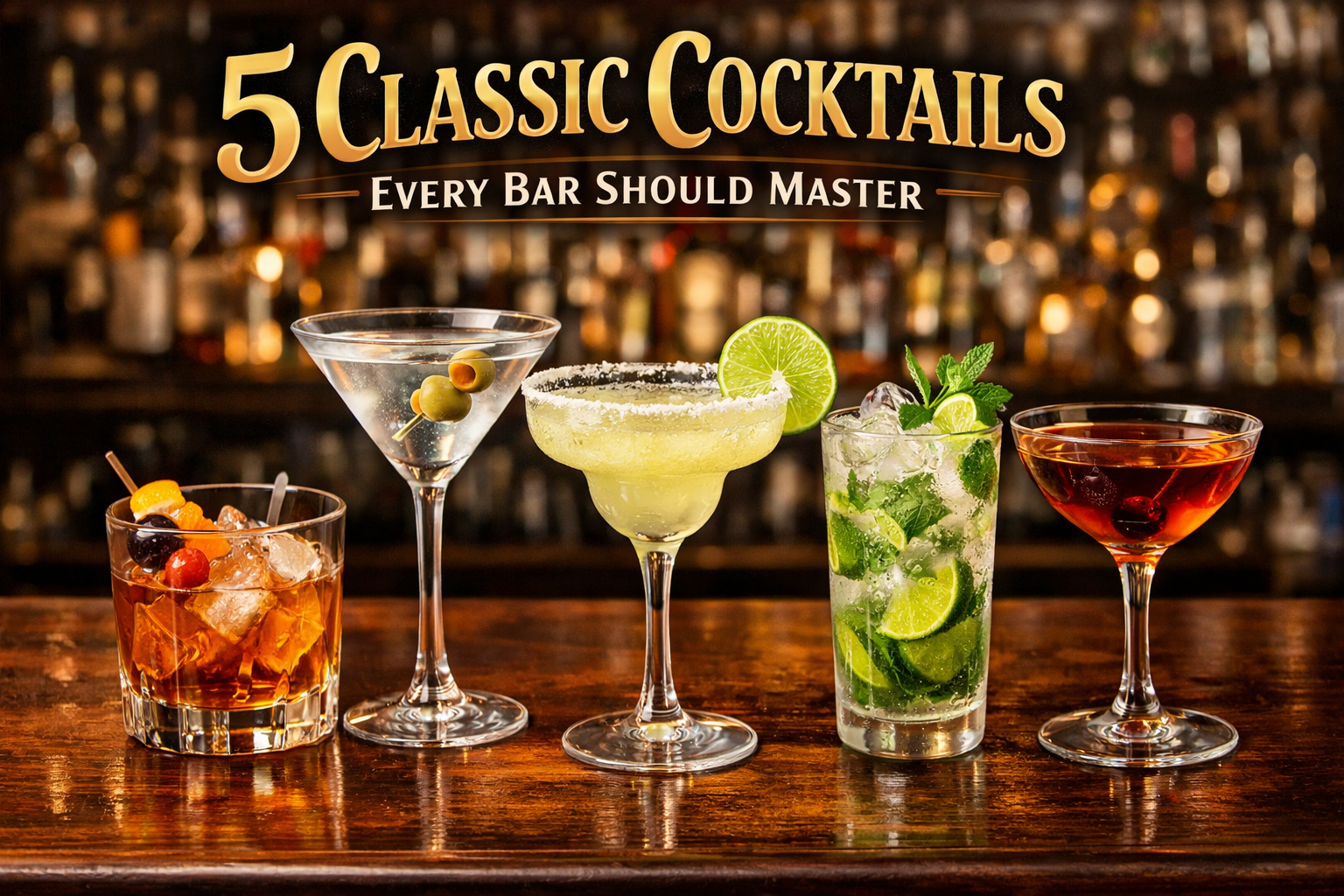 Classic cocktail being prepared by bartender