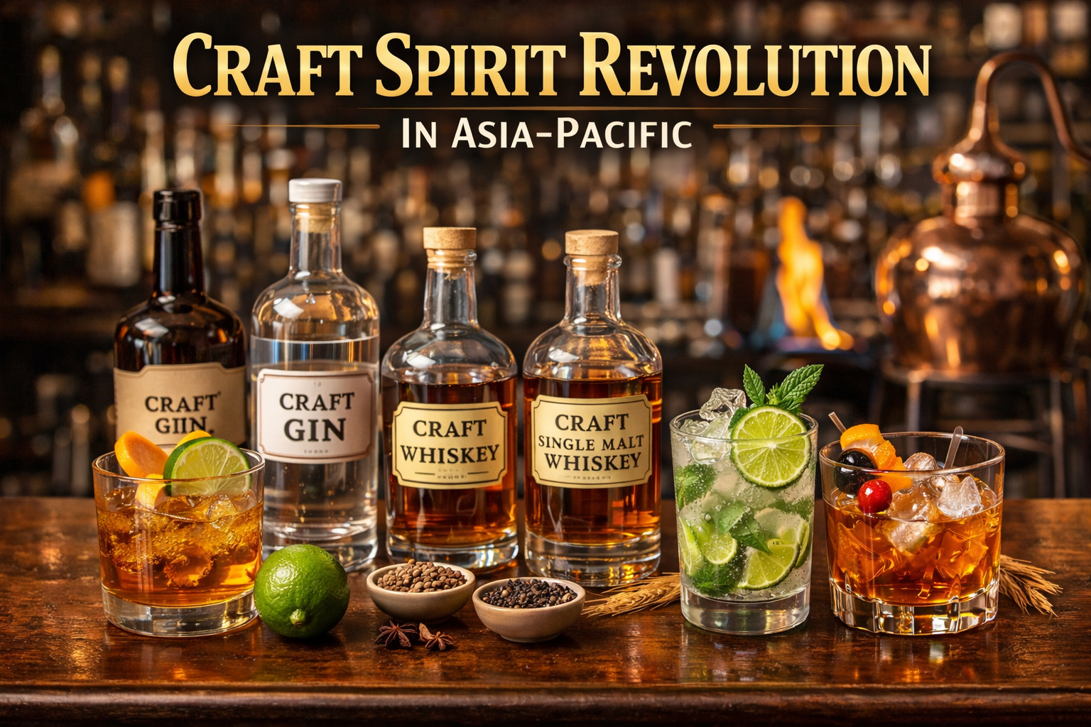 Craft distillery with copper stills