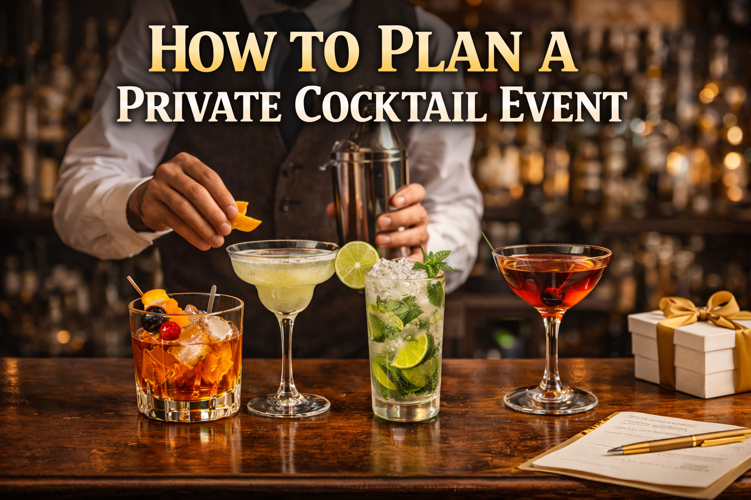 Elegant private cocktail event setup