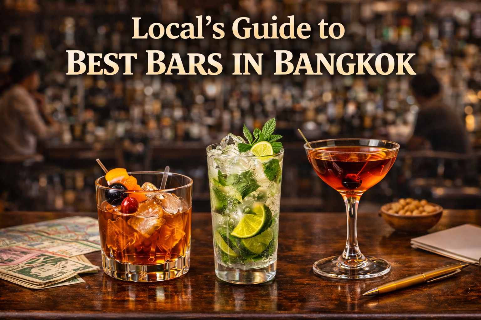 Bangkok bar street at night with neon lights